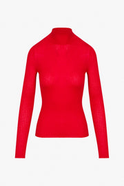 Red Cashmere Mock Neck