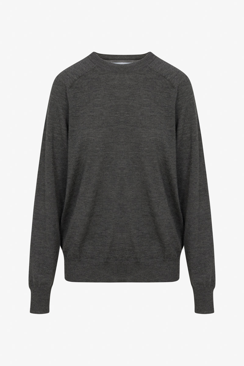Charcoal Fine Cashmere Boyfriend Sweater