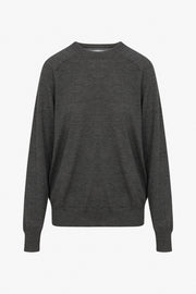 Charcoal Fine Cashmere Boyfriend Sweater