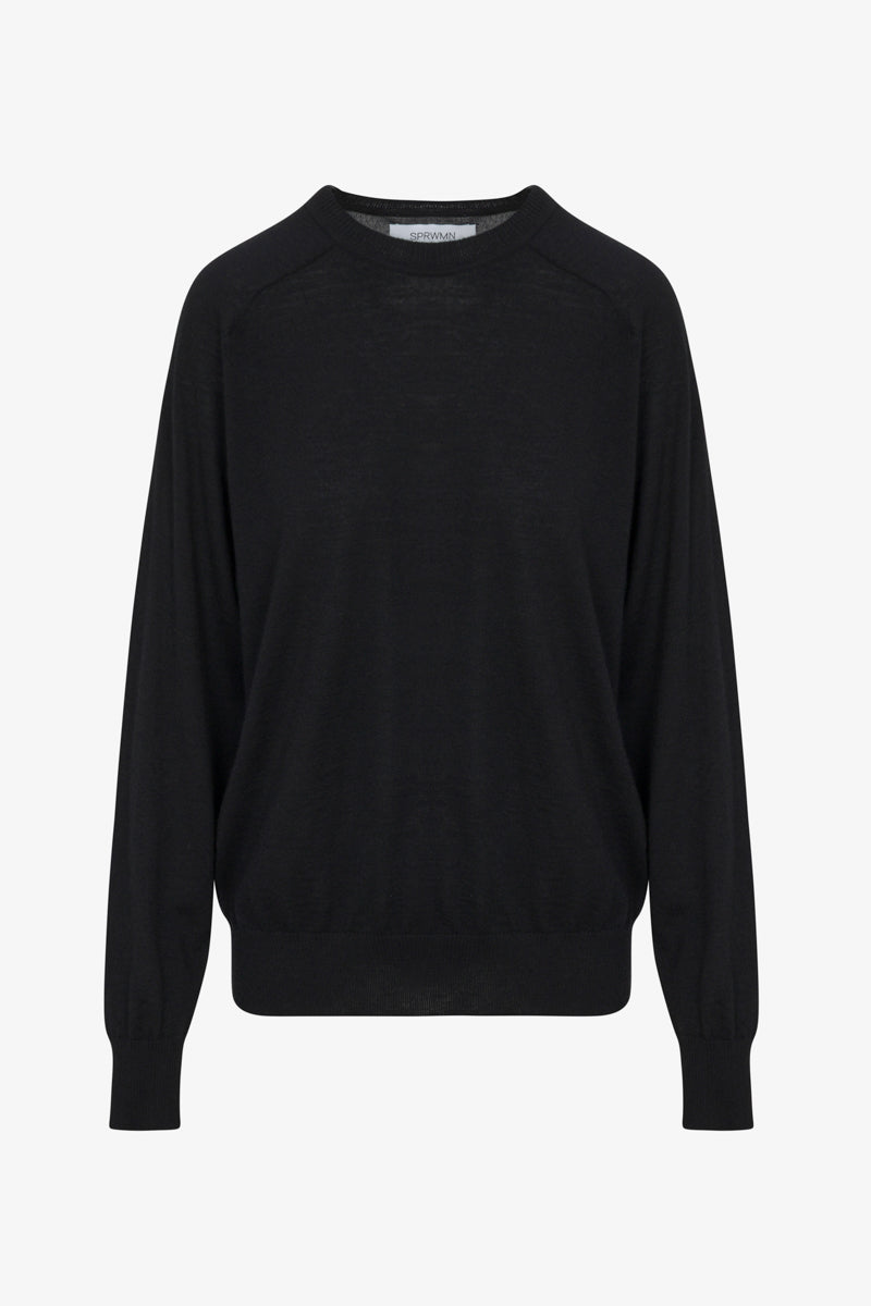 Black Fine Cashmere Boyfriend Sweater