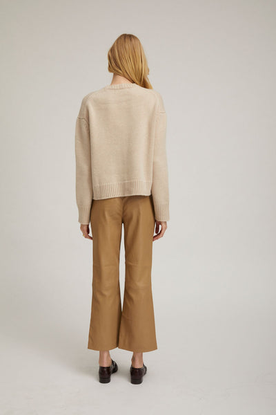 Khaki Leather Cropped Trousers