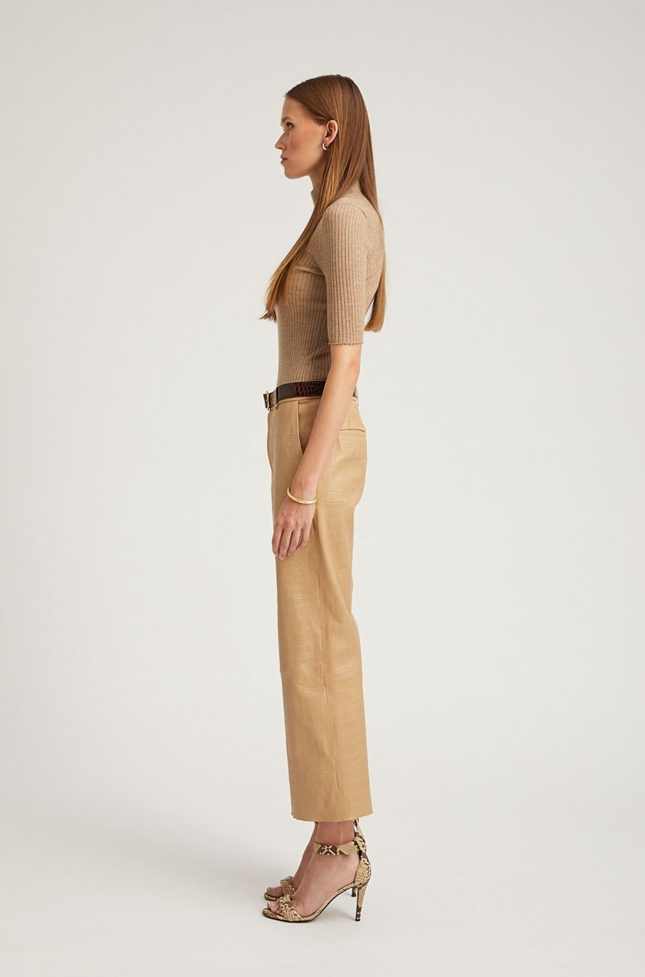 Sahara Embossed Leather Cropped Trousers