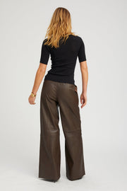 Stretch Leather Wide Leg