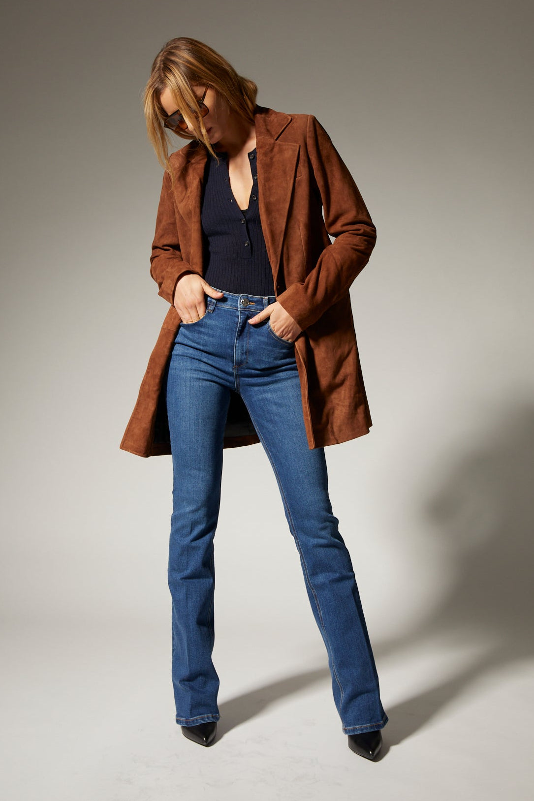 Suede Long Blazer