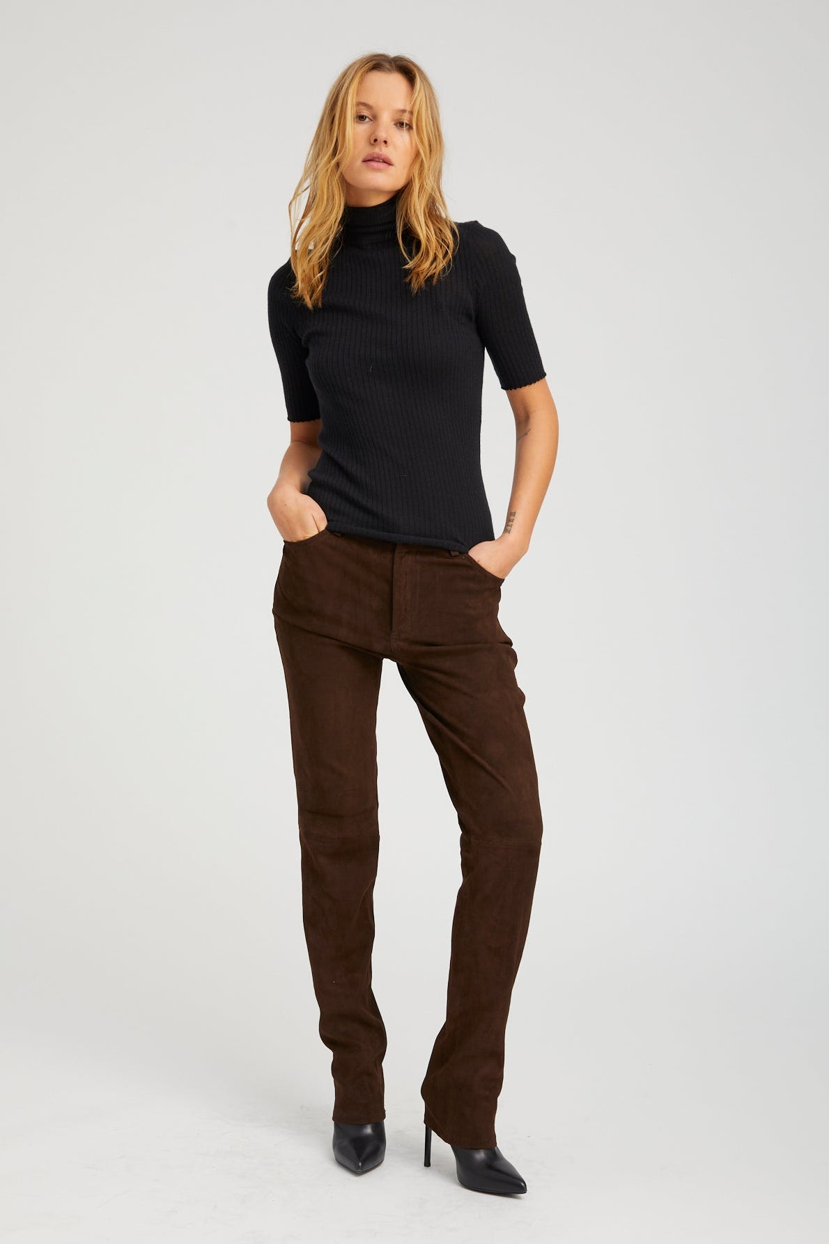 Suede 5 Pocket Slim Straight