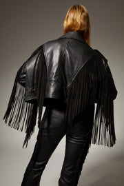 Leather Moto Fringe Jacket