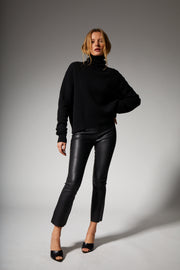 Black Leather Crop Flare