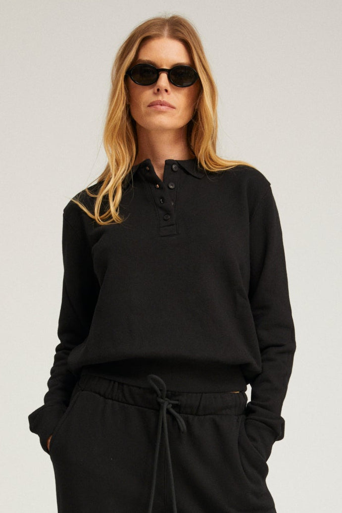 Cotton Terry Polo Sweatshirt