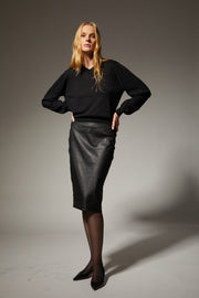 Sarah Leather Midi Skirt