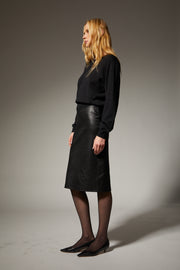 Sarah Leather Midi Skirt