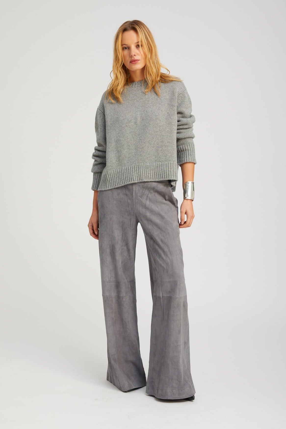 Suede Wide Leg Trousers