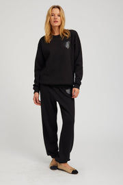Black Glossy Heart Sweatpants