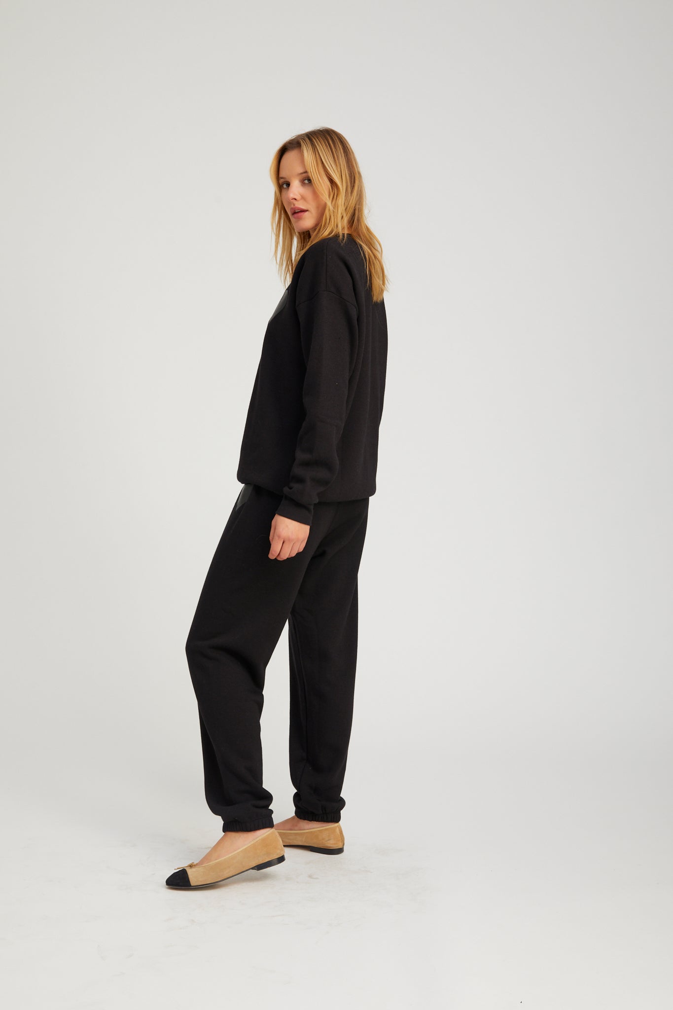 Black Glossy Heart Sweatpants