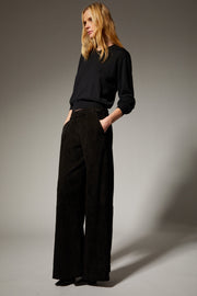 Wide Leg Suede Trousers