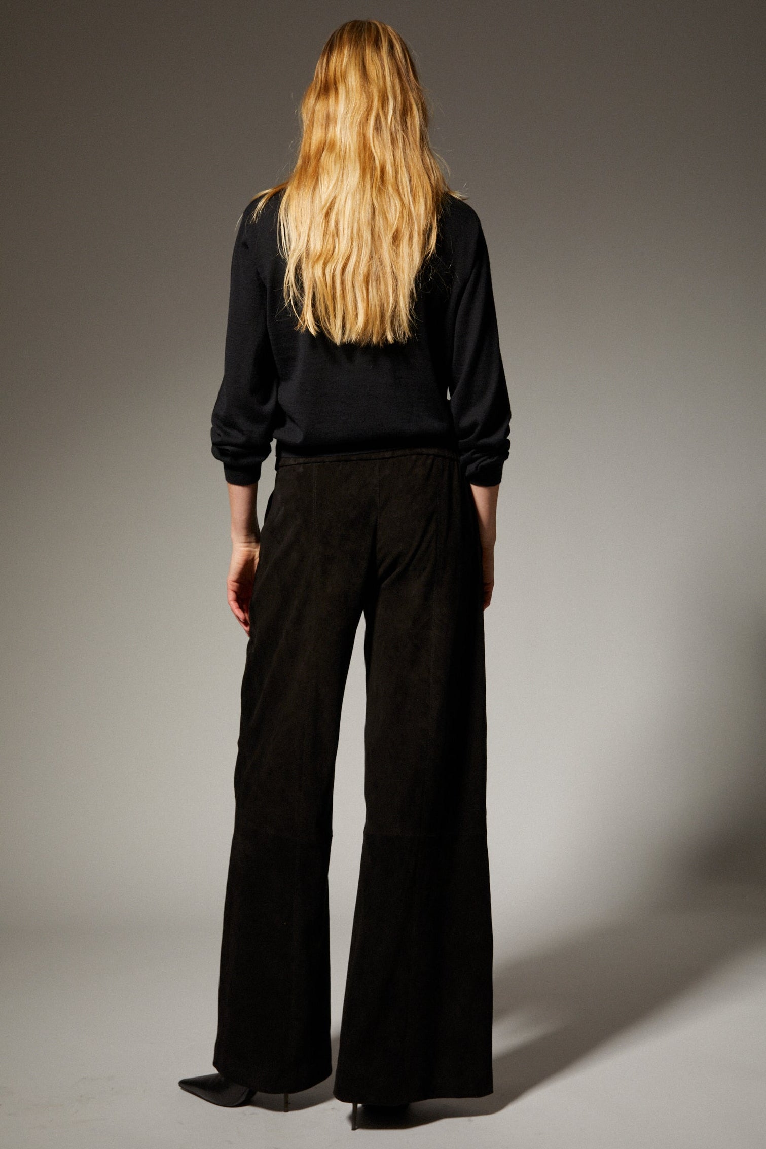 Wide Leg Suede Trousers