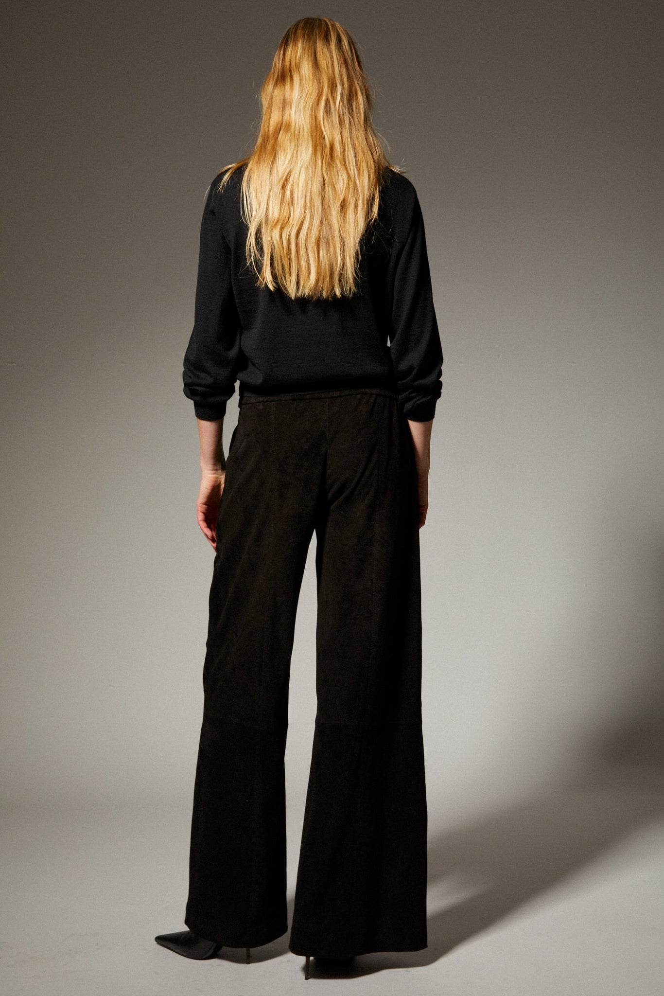 Wide Leg Suede Trousers