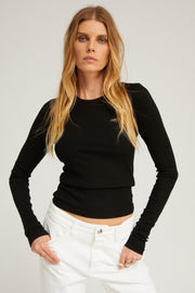 Black Rib Long Sleeve Baby Tee