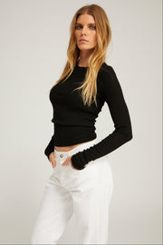 Black Rib Long Sleeve Baby Tee