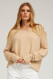 Cotton Bouclé Off Shoulder Sweater