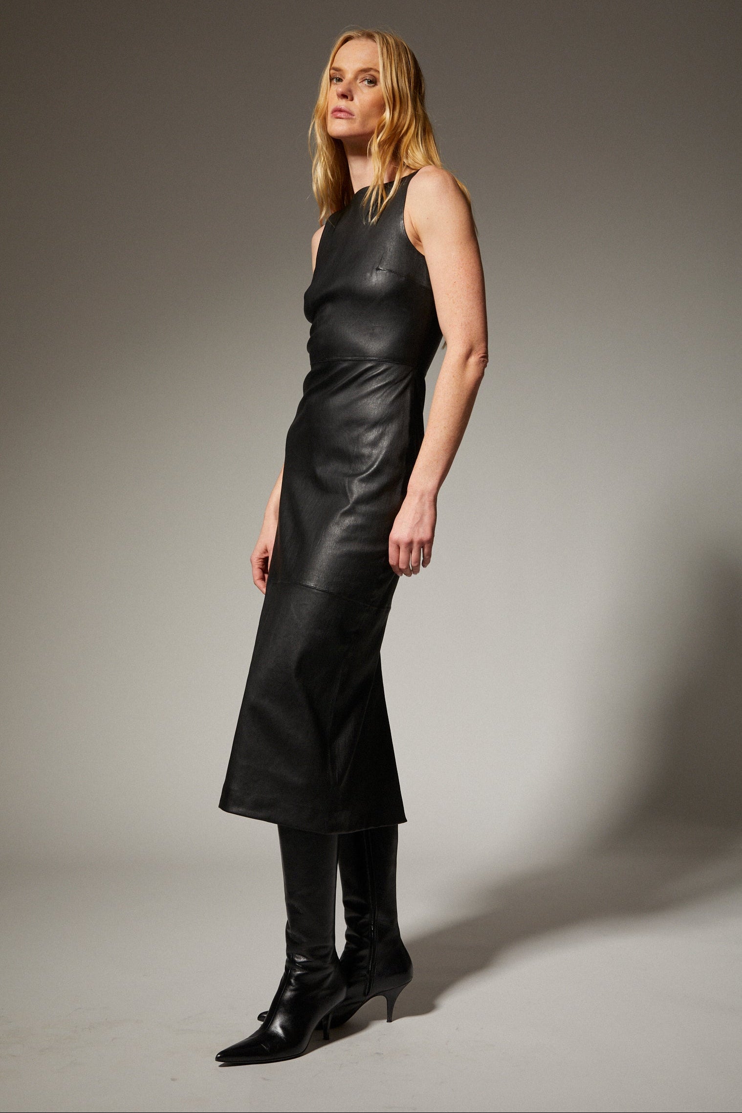 Lilah Leather Midi Dress