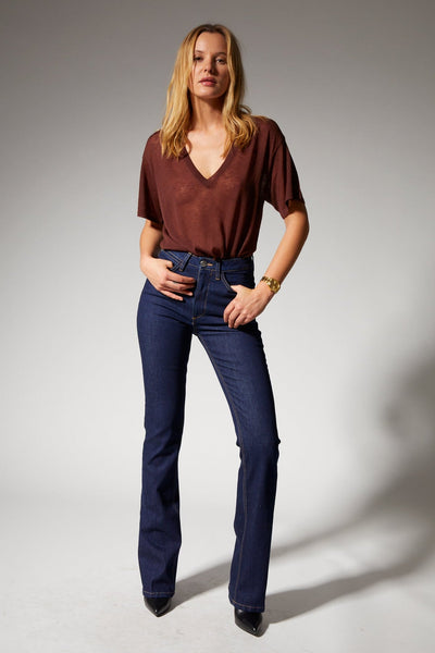 Joan Indigo Micro Flare Dark Wash Blue Denim – SPRWMN