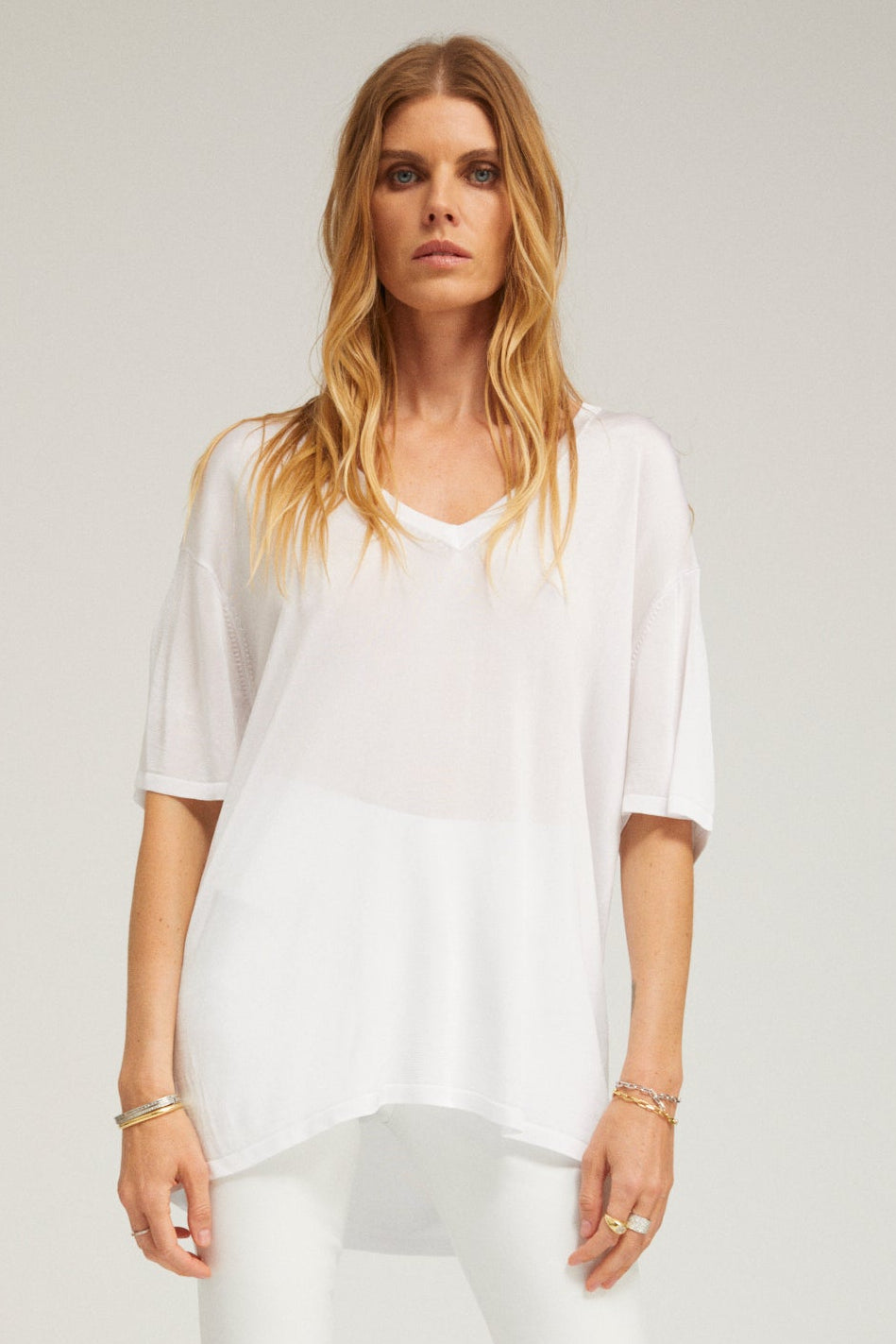 Silky Jersey V Neck Tee