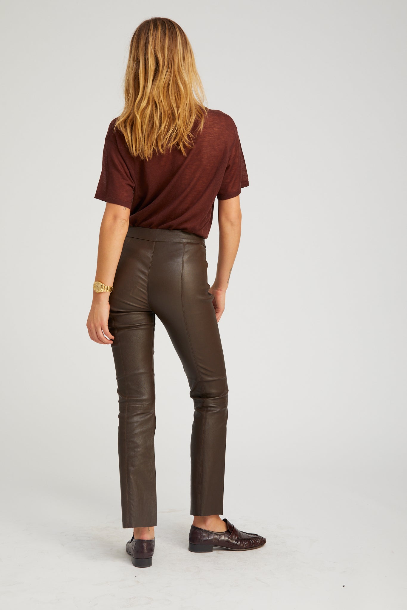 Leather Ankle Flare with Princess Seams