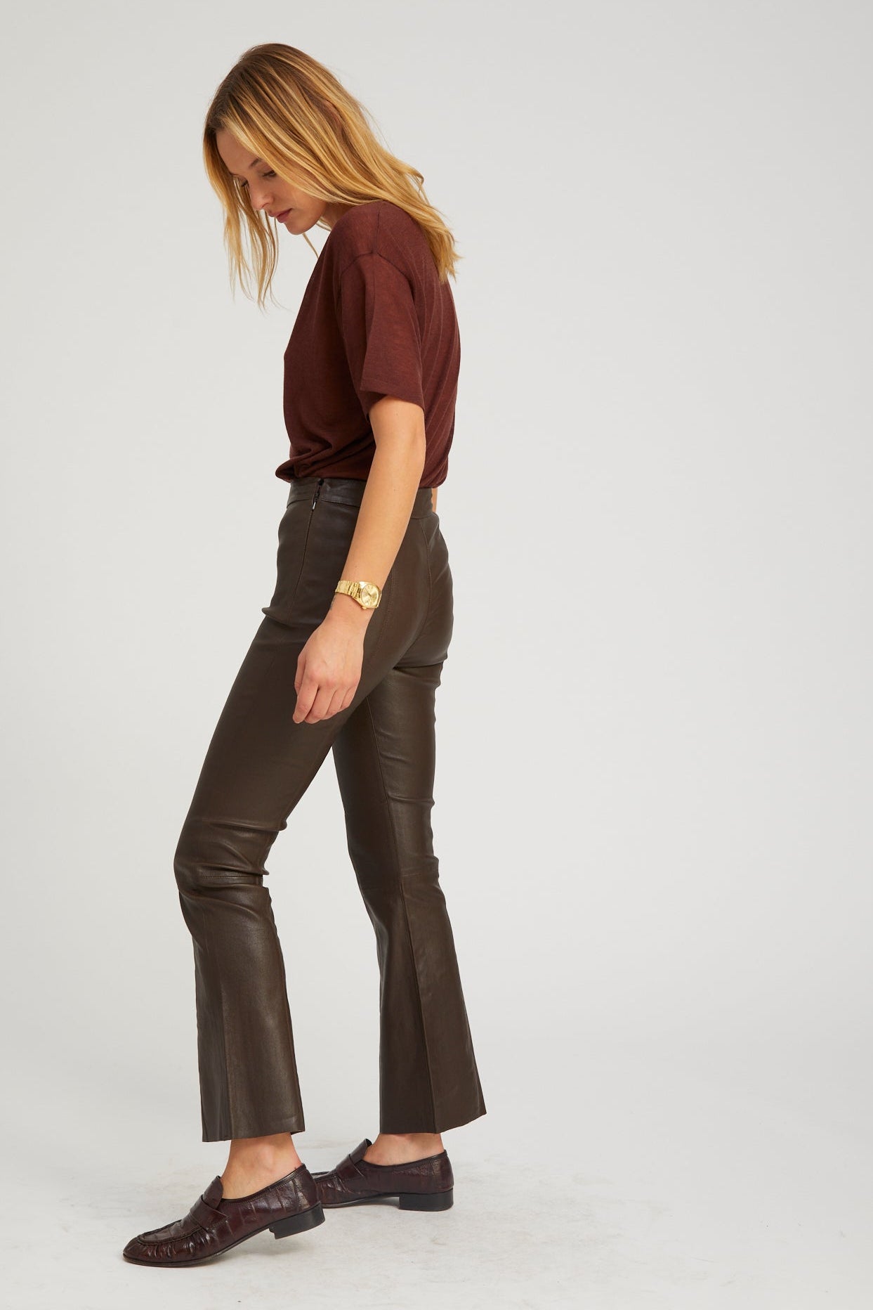 Leather Ankle Flare with Princess Seams