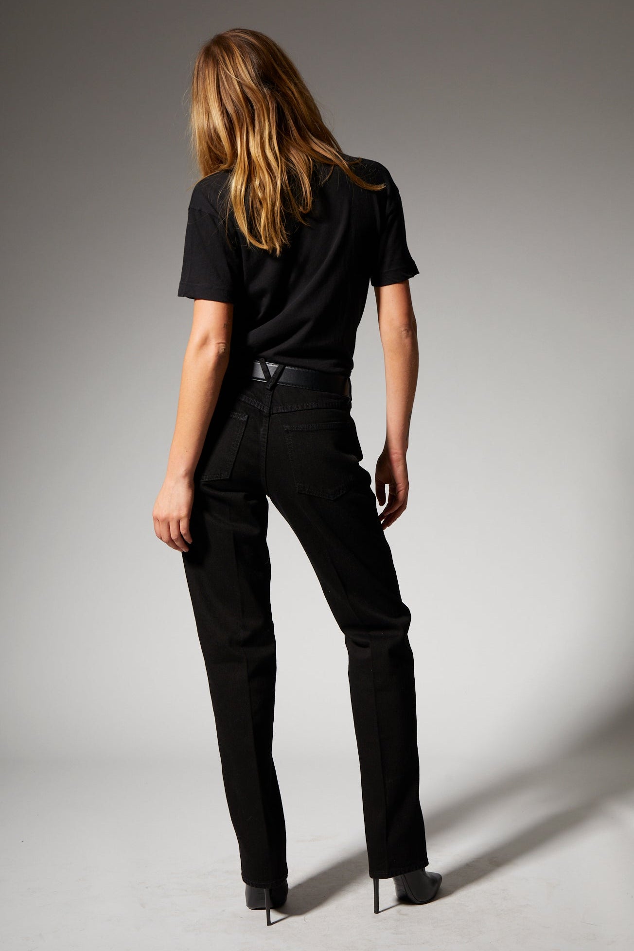 Black Cotton V-Neck Tee