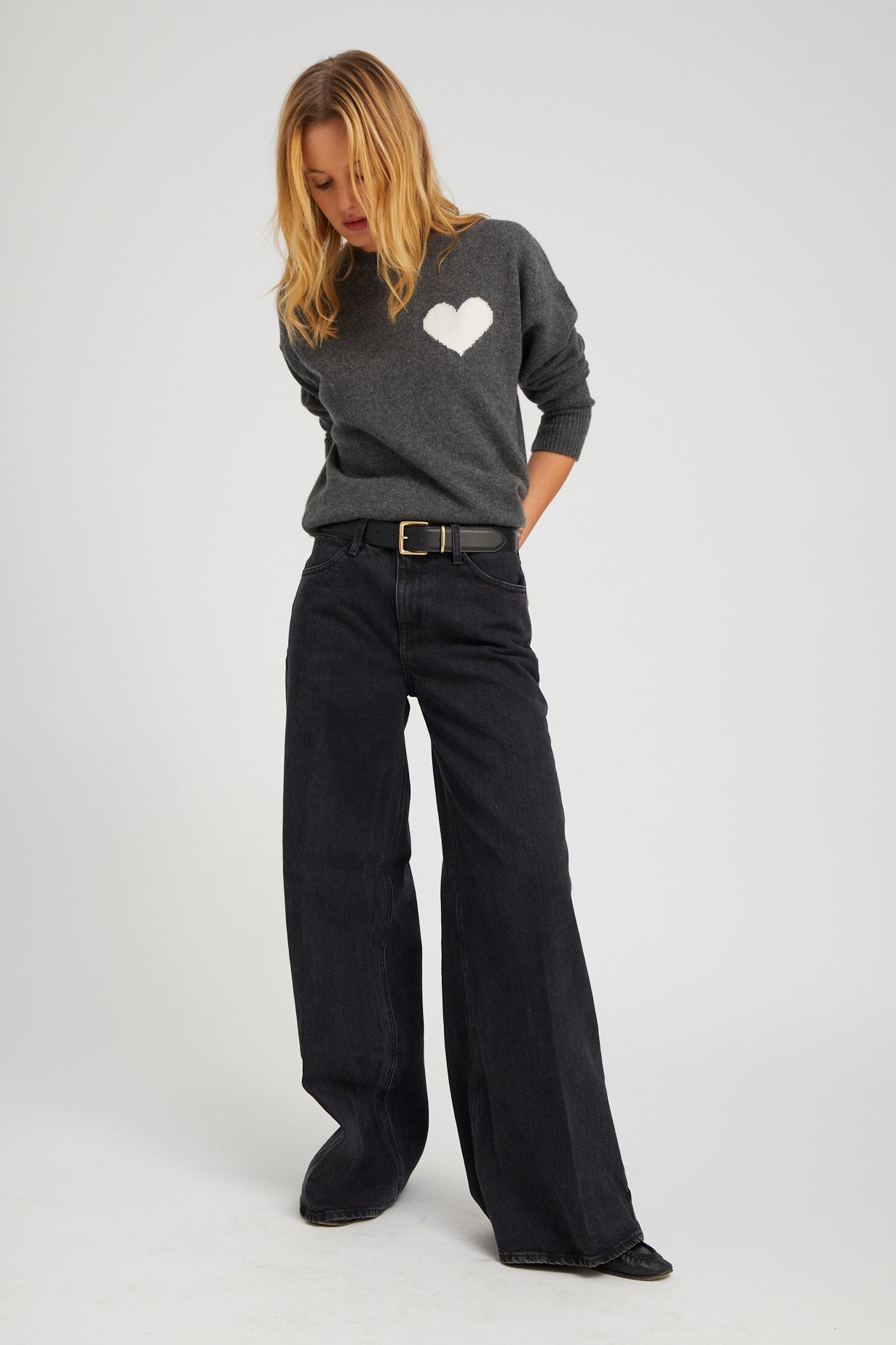 Grey Cashmere Heart Logo Sweatshirt