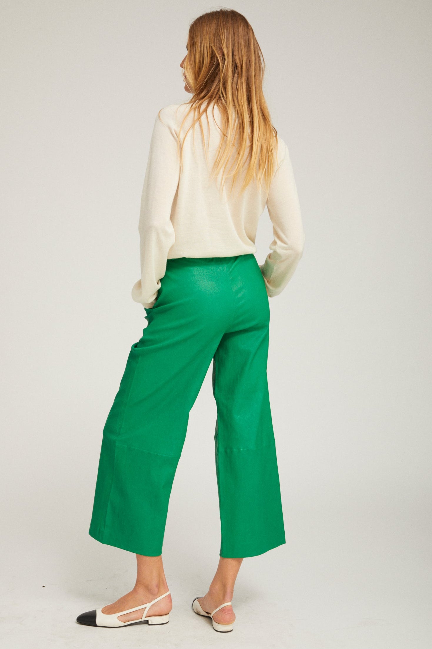 Leather Cropped Baggy Pants