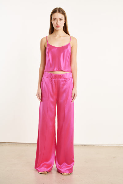 Fuchsia Silk Cropped Cami