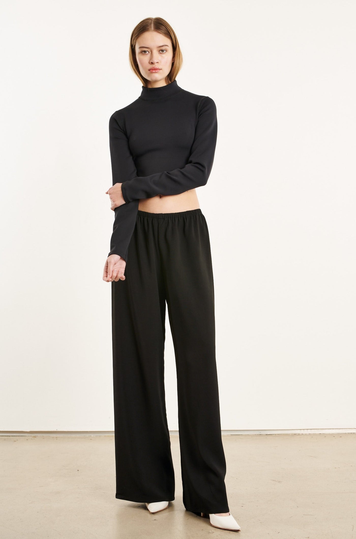 Black Crepe Pull On Pants