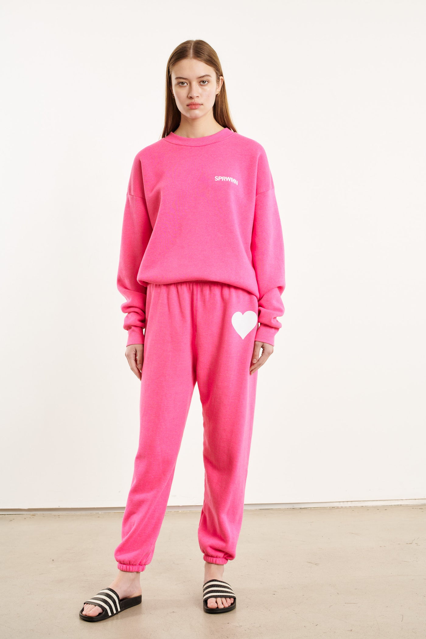 Hot Pink Fleece Tiny Logo Sweatshirt