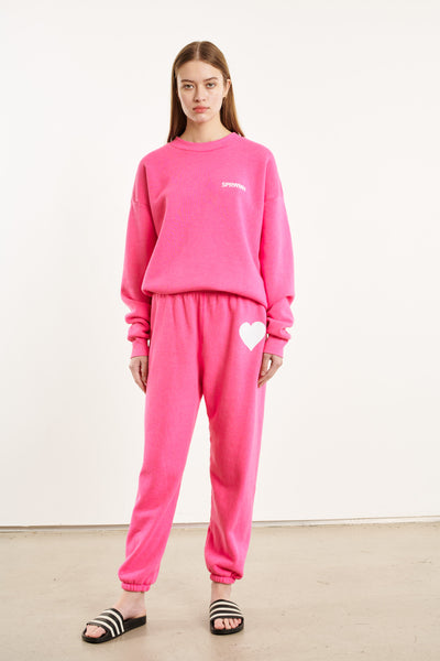 Hot Pink Fleece Tiny Logo Sweatshirt