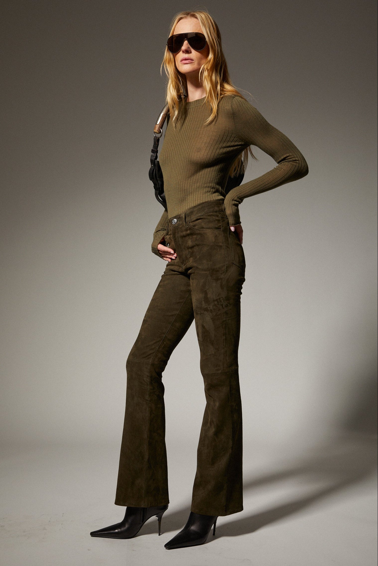 Suede 5 Pocket Micro Flare