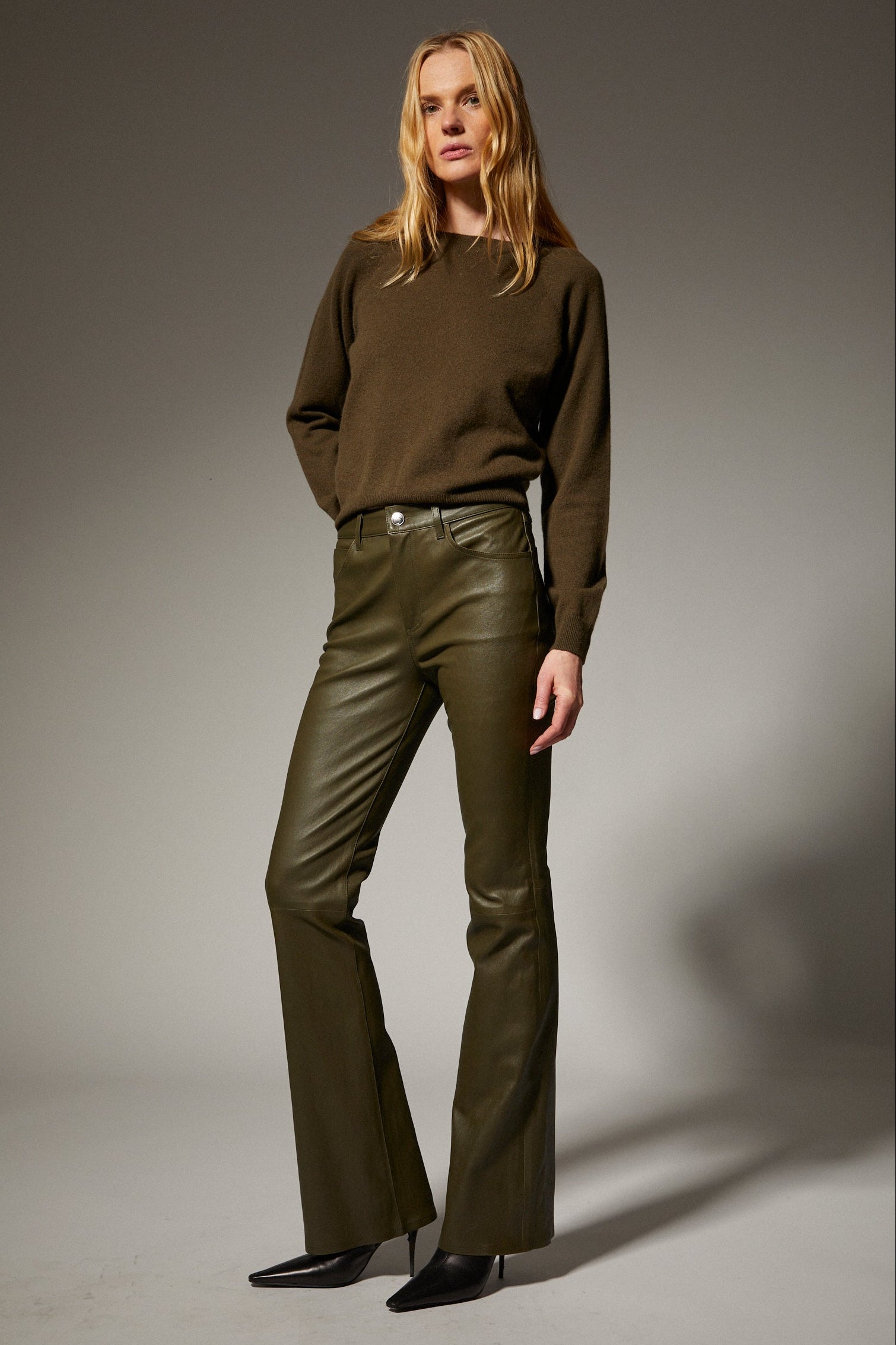 Leather 5 Pocket Micro Flare