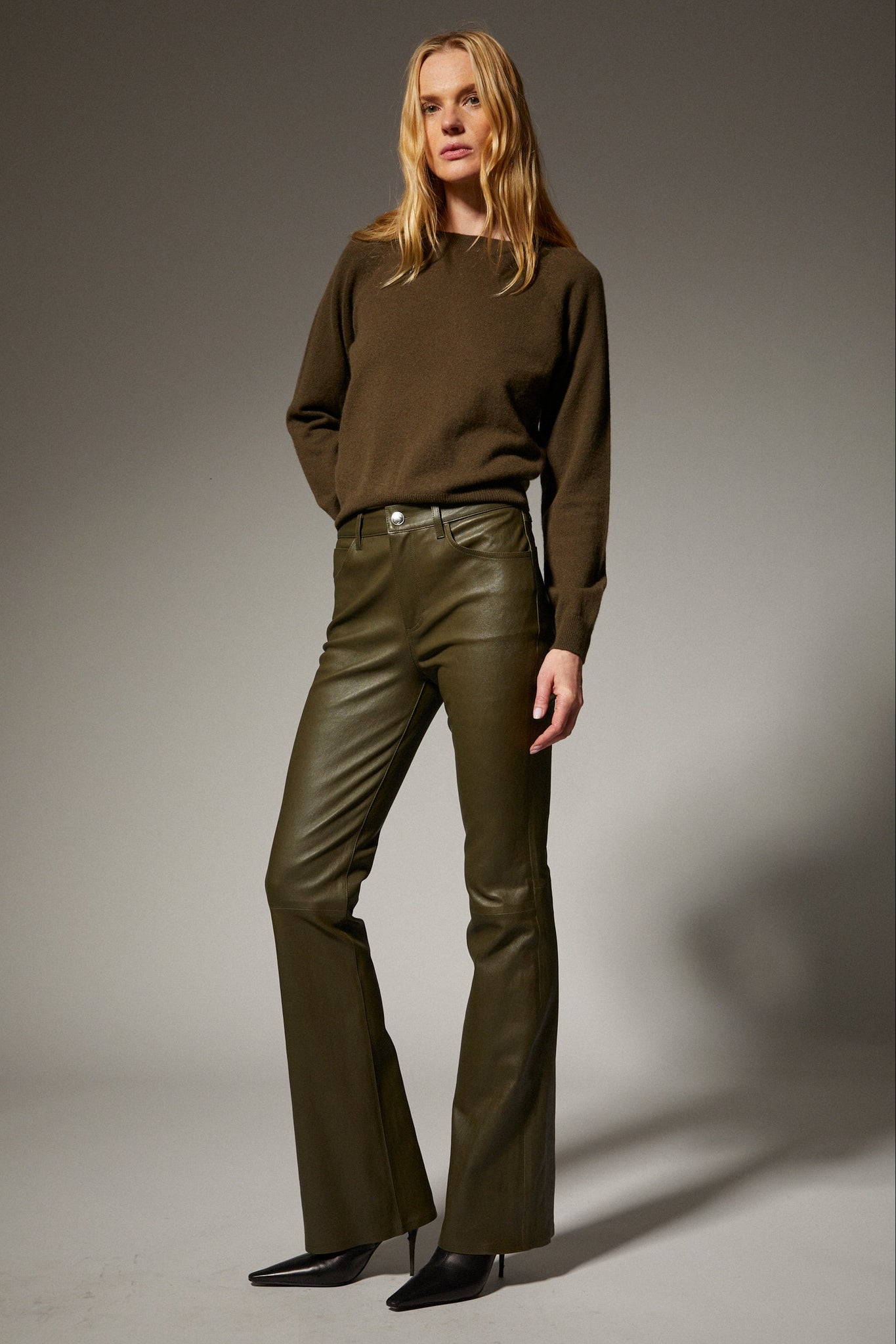 Leather 5 Pocket Micro Flare