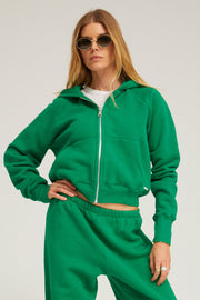 Shrunken Zip-Up Cotton Hoodie