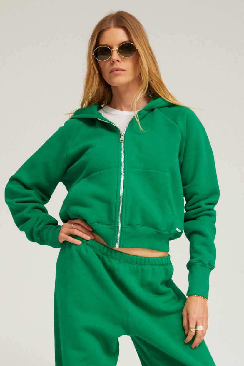 Shrunken Zip-Up Cotton Hoodie