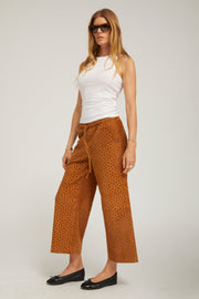 Suede Cropped Baggy Pants