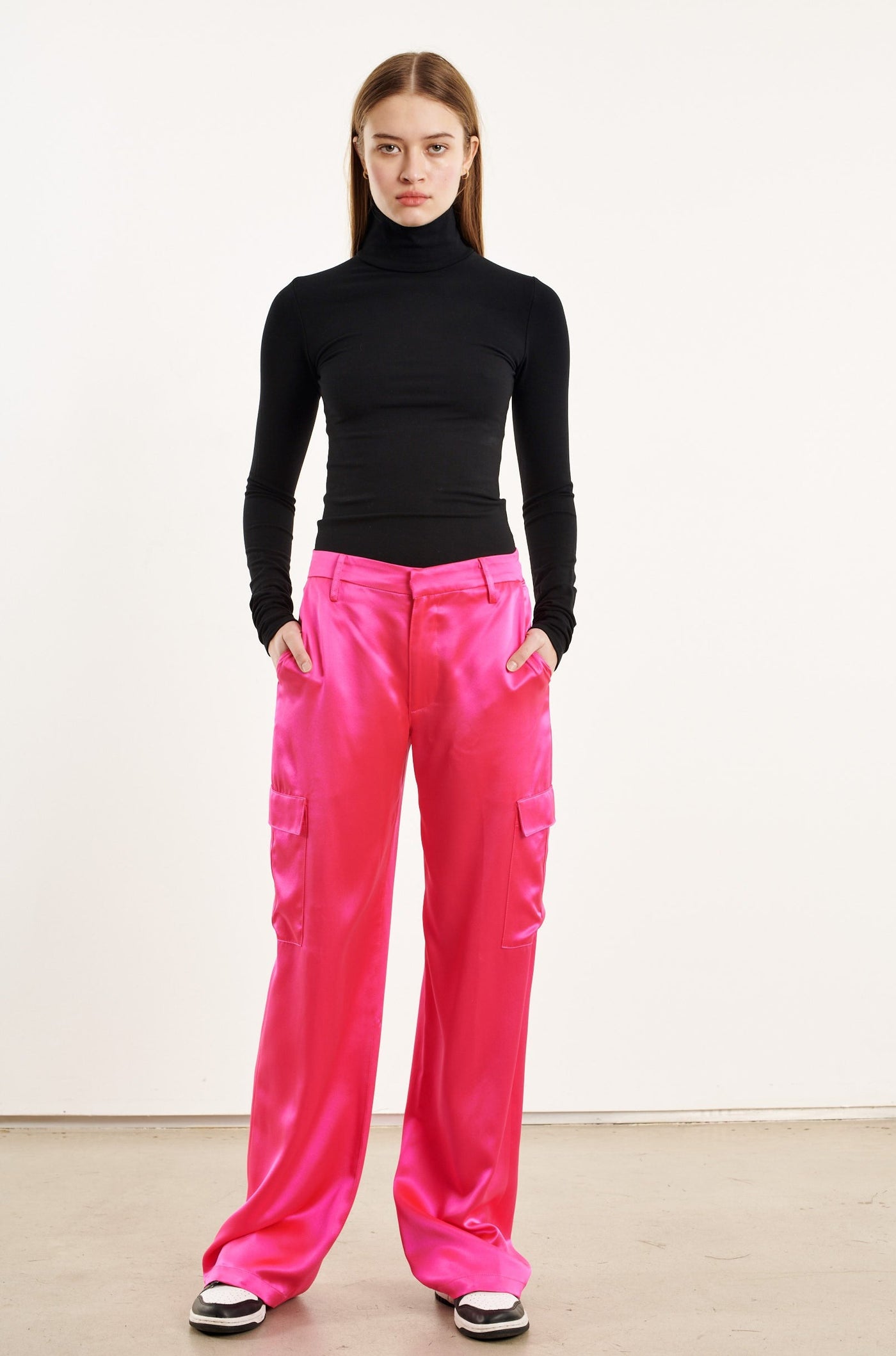 Fuchsia Silk Baggy Cargo