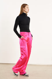 Fuchsia Silk Baggy Cargo Pants