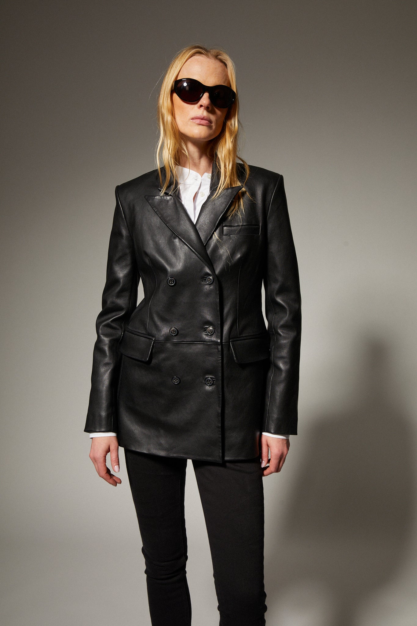 Leather Fitted Blazer