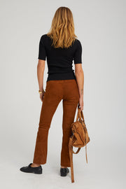 Dark Cognac Suede Ankle Flare