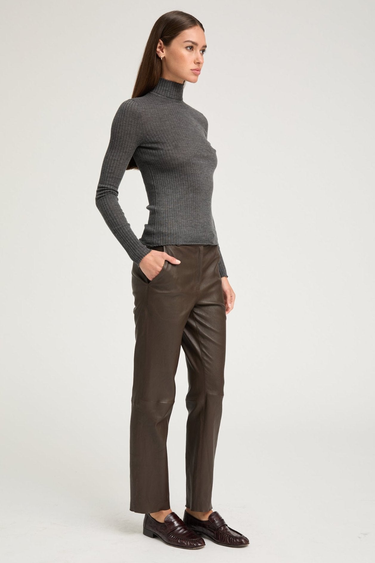 Charcoal Cashmere Mock Neck