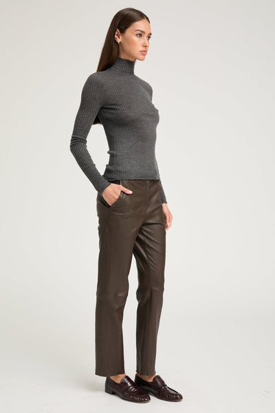 Charcoal Cashmere Mock Neck