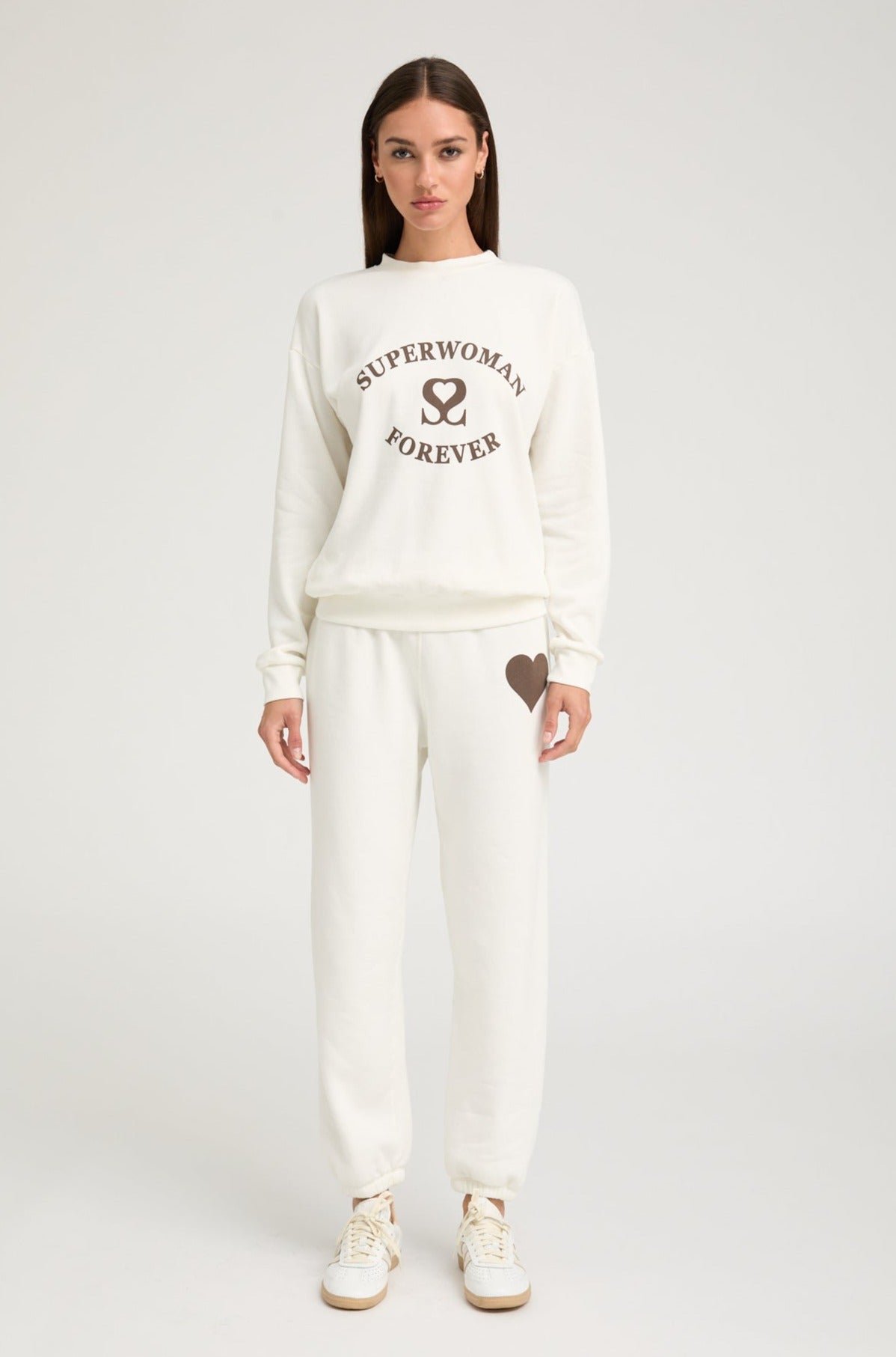 Off White/Brown Heart Sweatpants