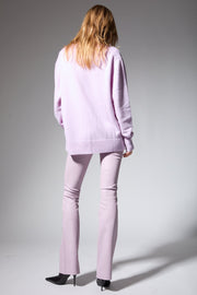Lavender Cashmere V-Neck Boyfriend Sweater