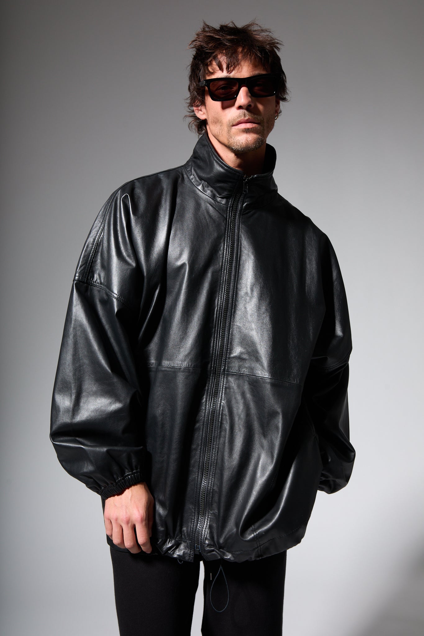 Leather Anorak Jacket